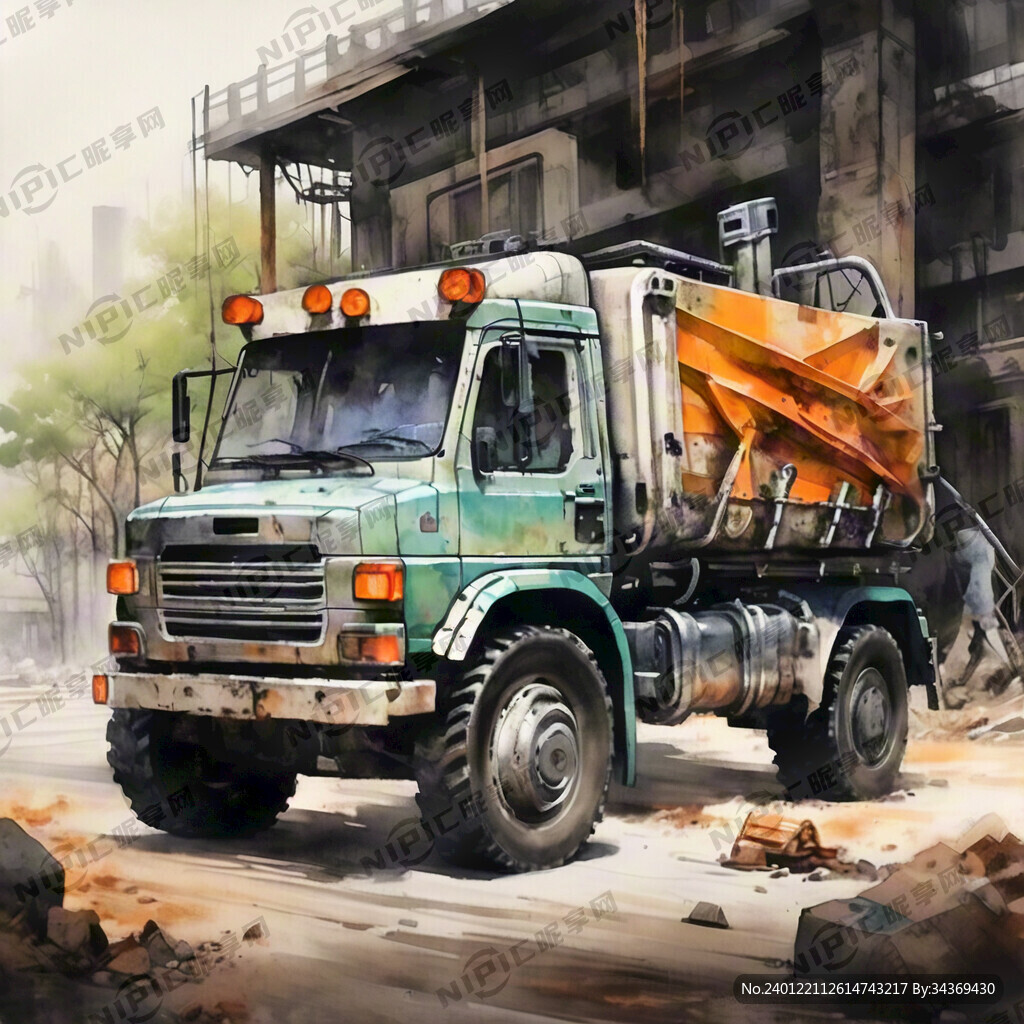 水墨画 建筑 塔吊