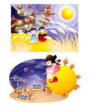 水彩快乐儿童韩版插画