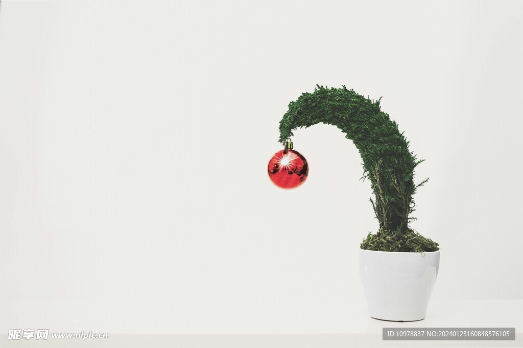 白底绿植铃铛