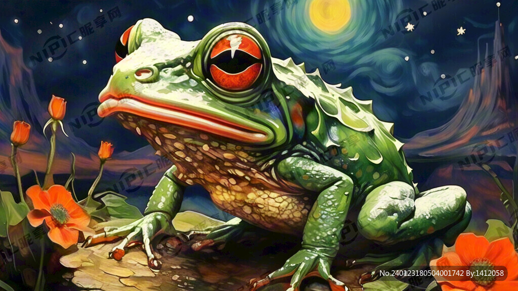 青蛙伸出舌头 捕捉蚊子