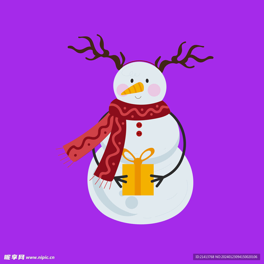 手绘雪人素材 