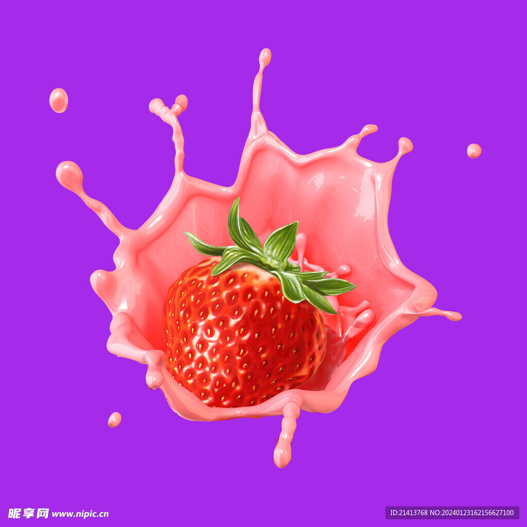 手绘草莓水果