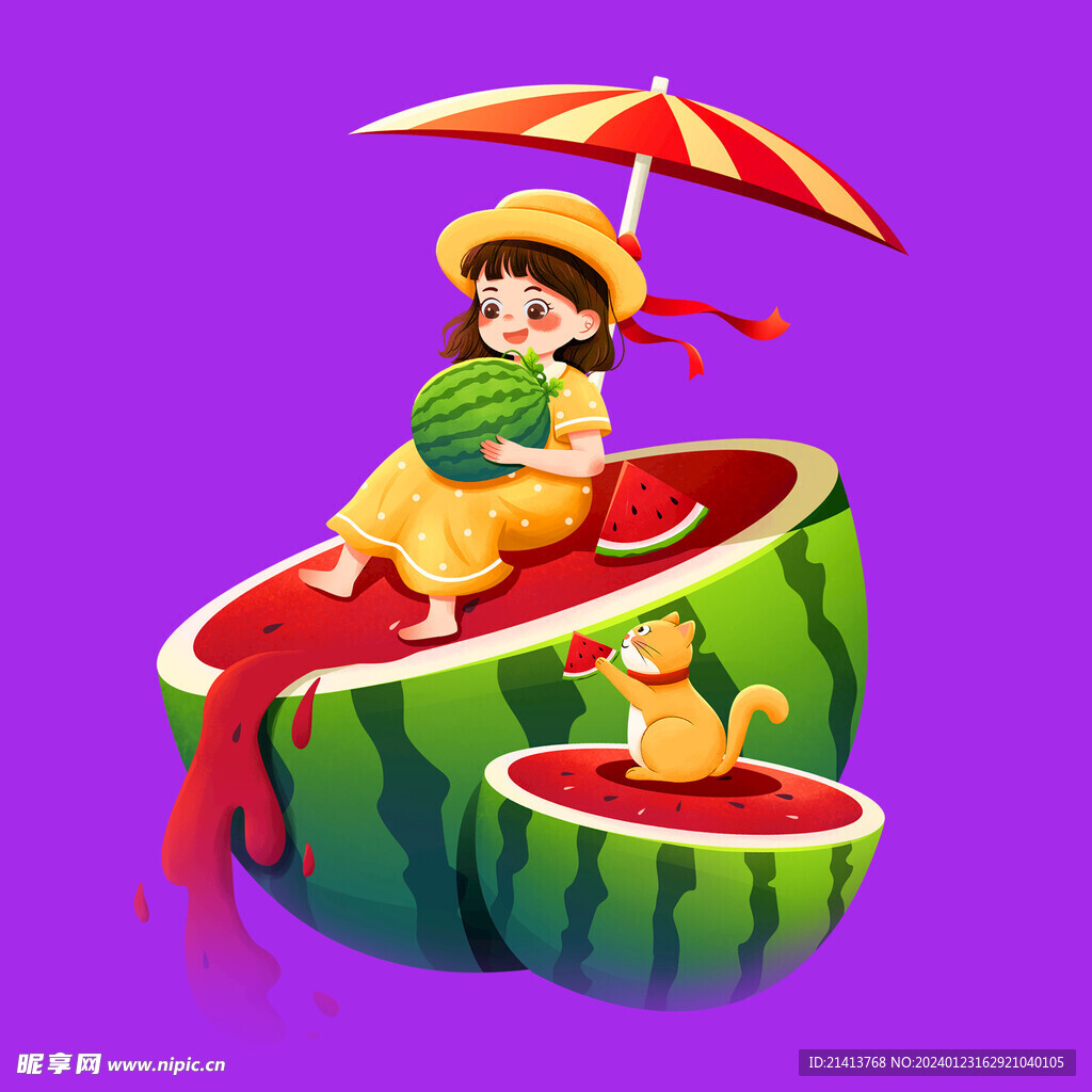 手绘西瓜水果 