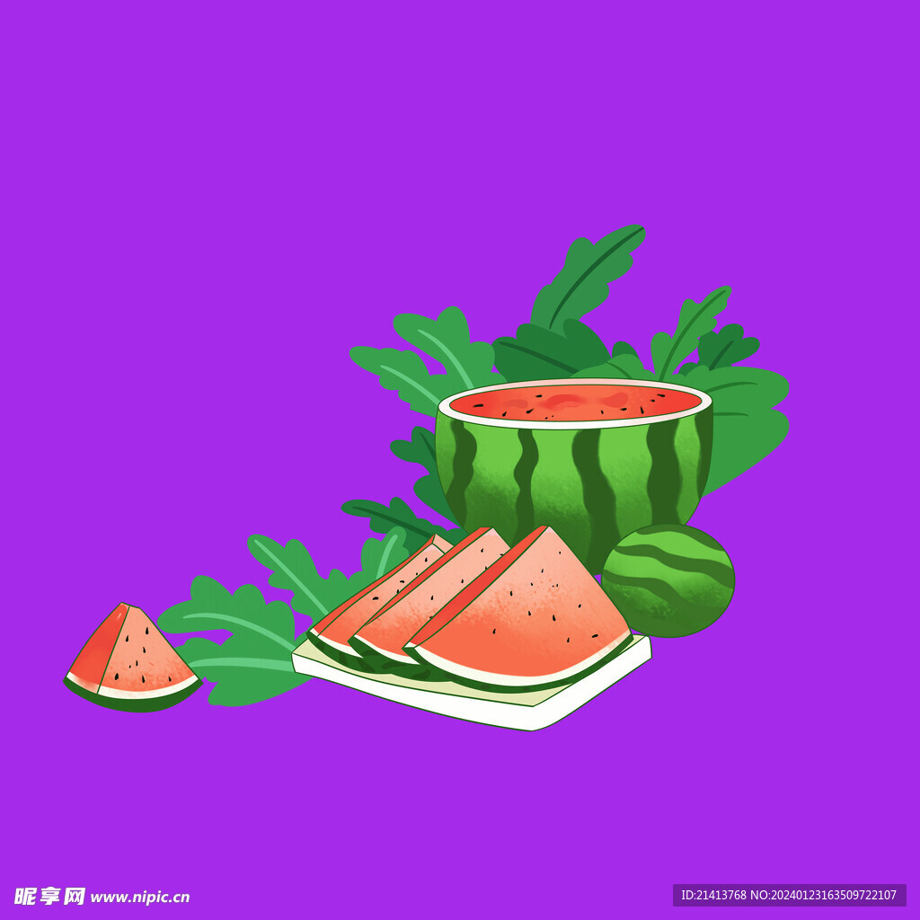 手绘西瓜水果 