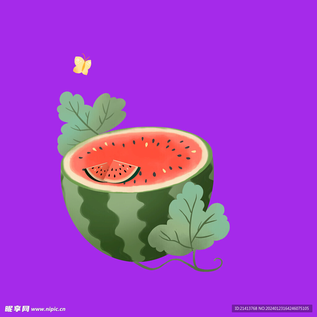 手绘西瓜水果 