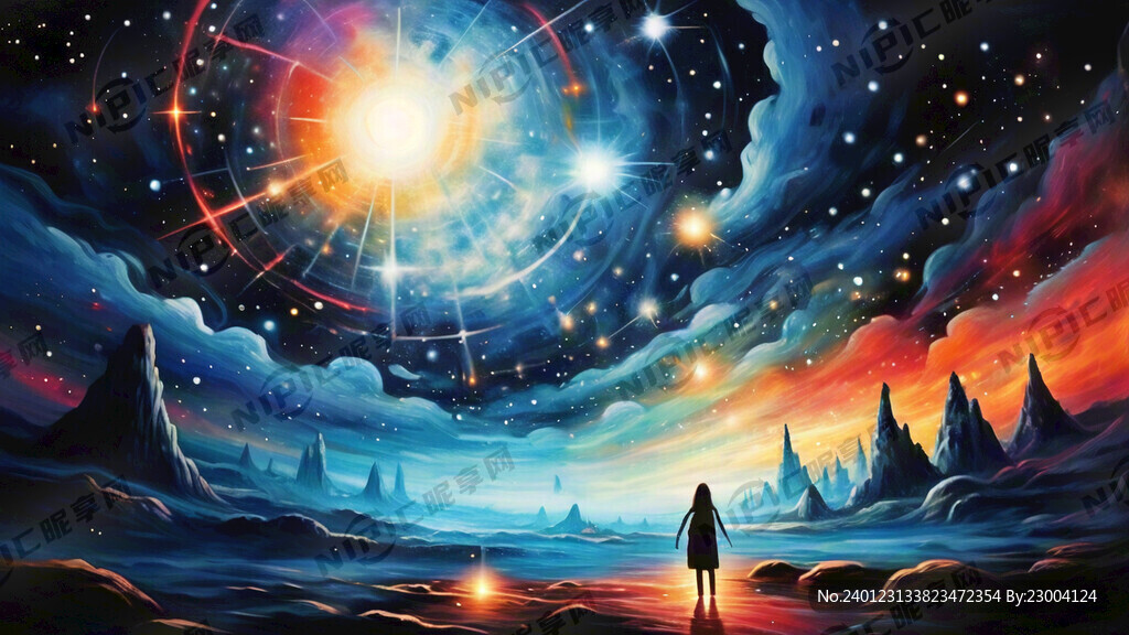 五彩蓝色星空科技光