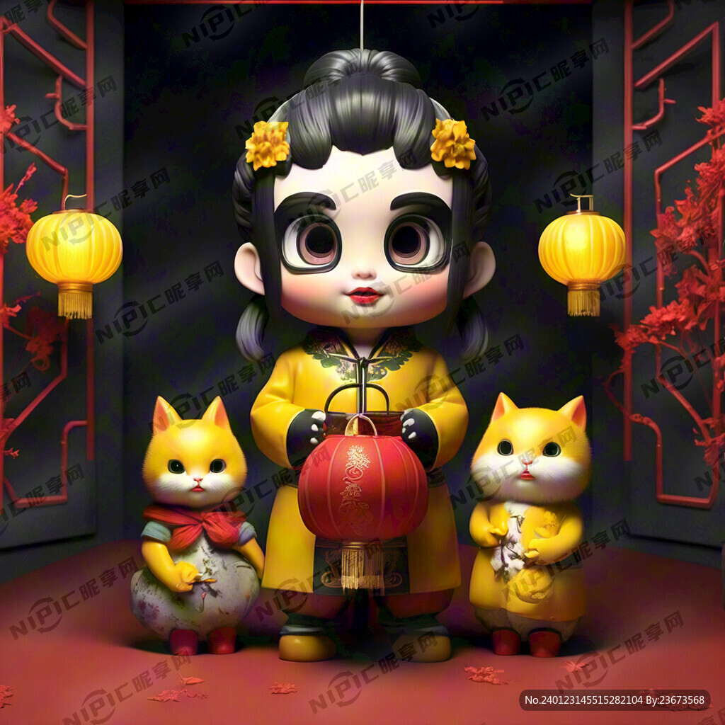 新年快乐 角色 黄色角色 居中