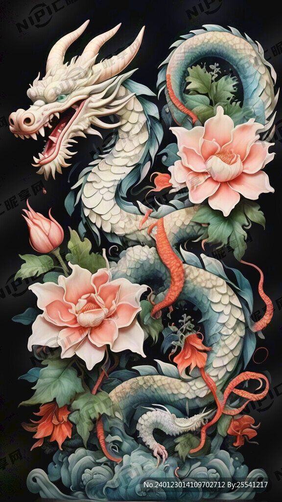 两只祥瑞的中国龙  祥和