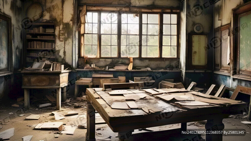 破旧不堪的古代教室
