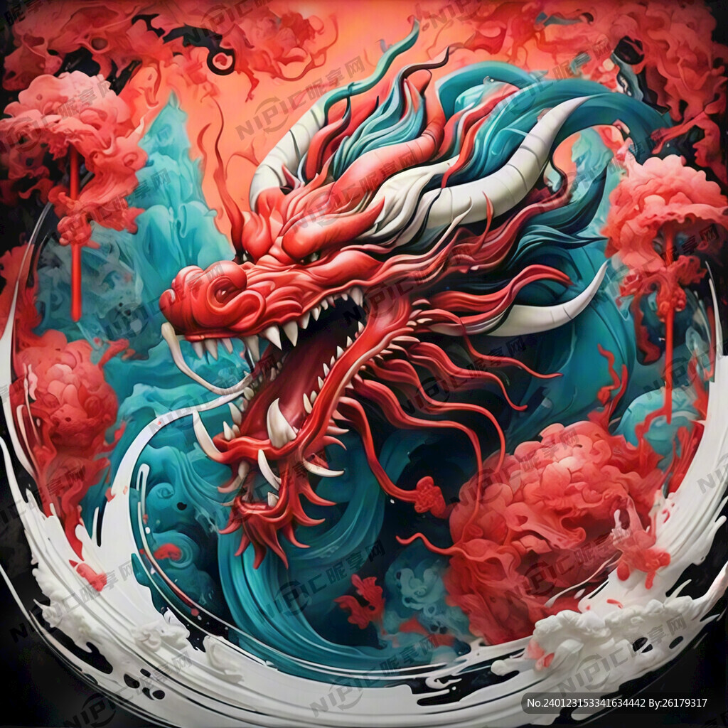 红色 中国龙 皮革质感 简约