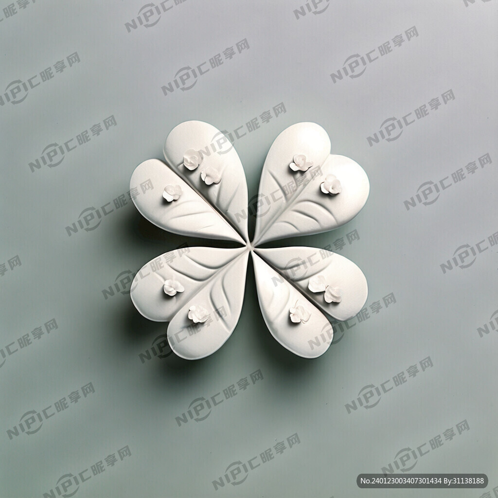 四叶草 简约 白色背景 有花