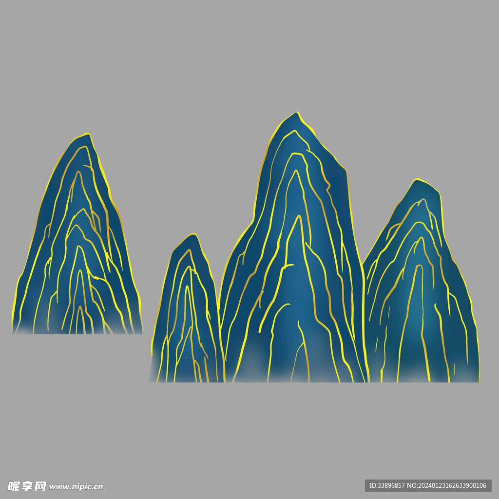 婚礼山峰 层叠山峰 国潮山峰