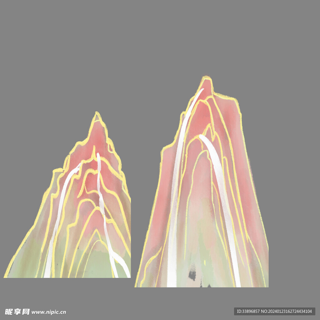 婚礼山峰 层叠山峰 国潮山峰