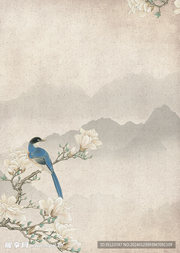 中国风简约花鸟背景