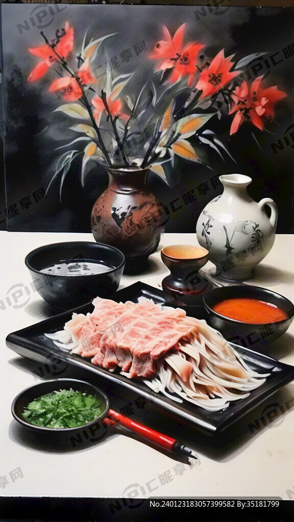 羊肉粉水墨书法