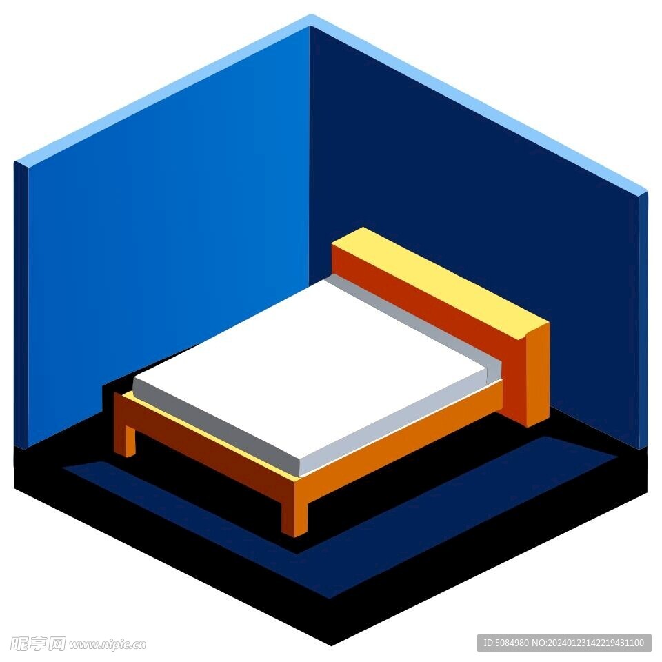 3D卧室和床