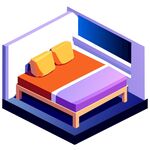 3D卧室和床