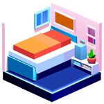 3D卧室和床