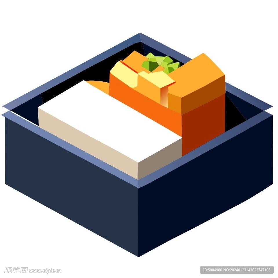 3D视图食物豆腐和南瓜