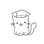 戴着毕业帽的猫线稿