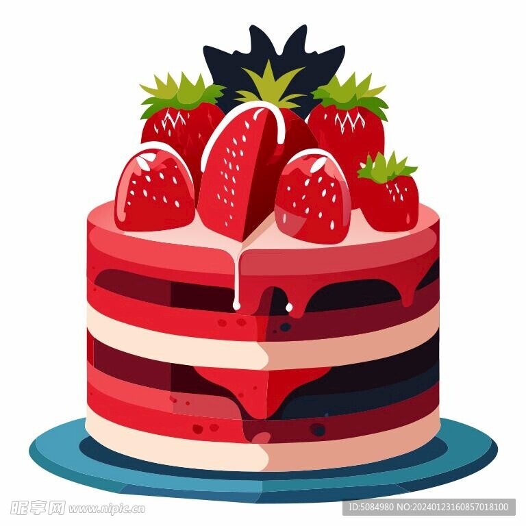 草莓多层生日蛋糕