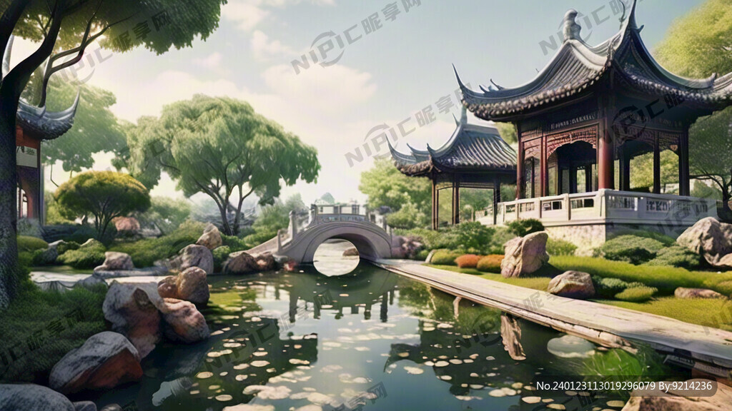 花园 高清晰度 苏州园林 拱门