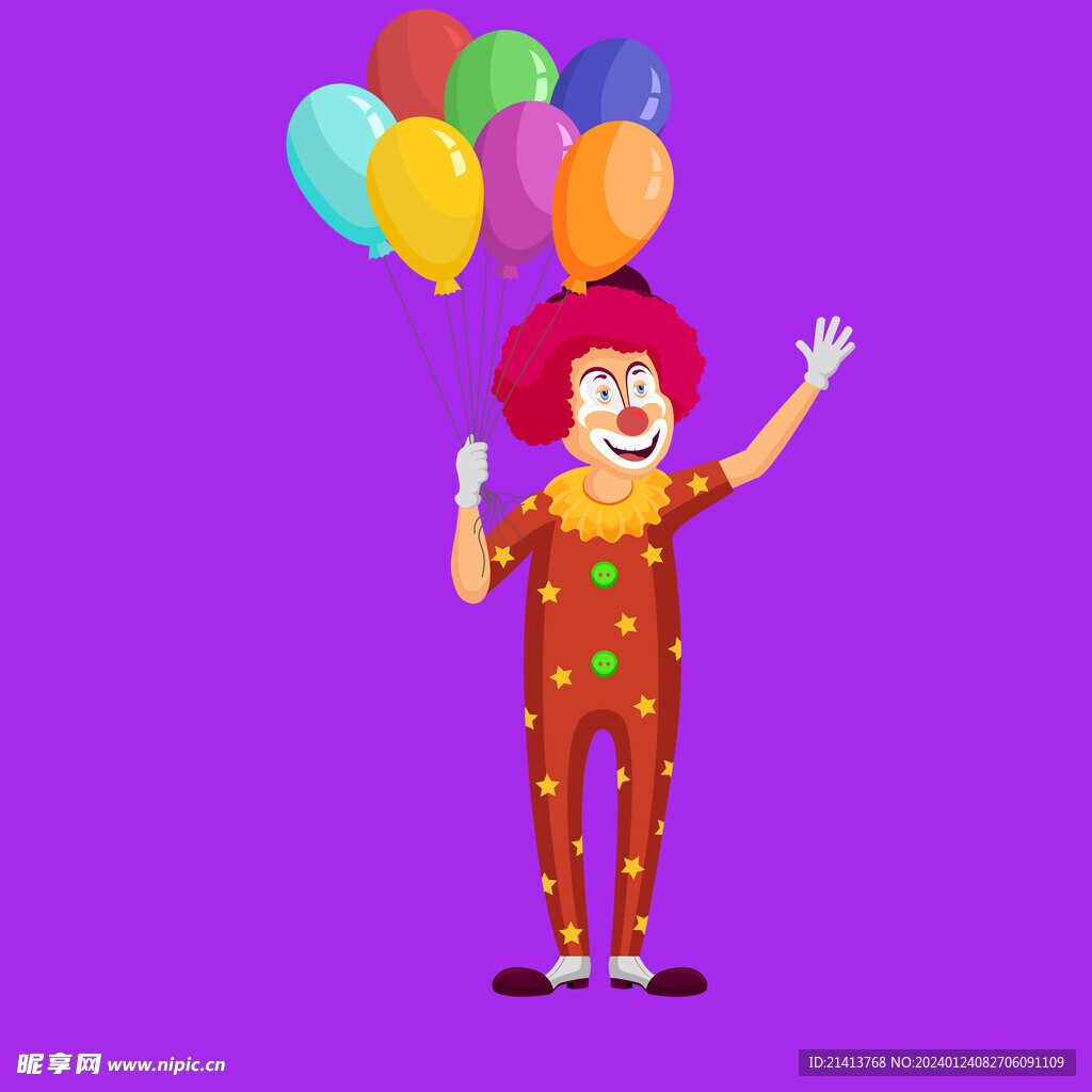手绘卡通小丑 
