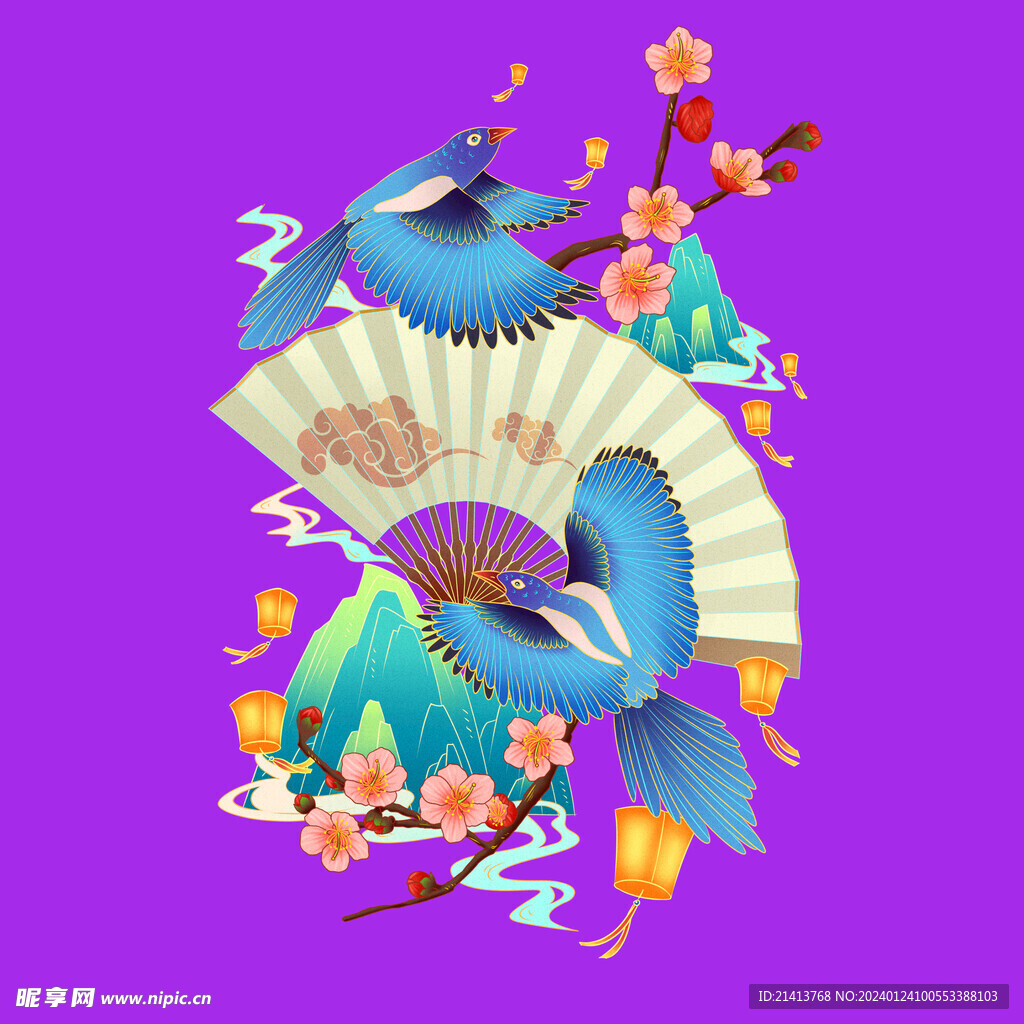 手绘卡通燕子 