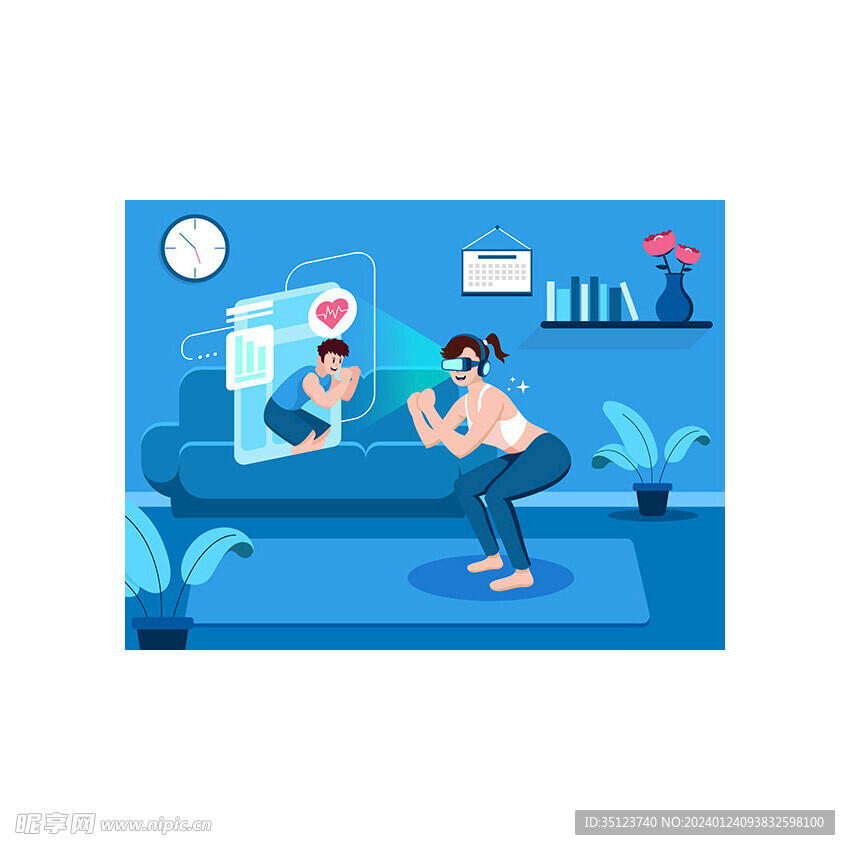 居家VR健身矢量