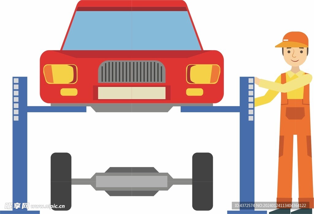 汽车维修 卡通工人  汽车美容