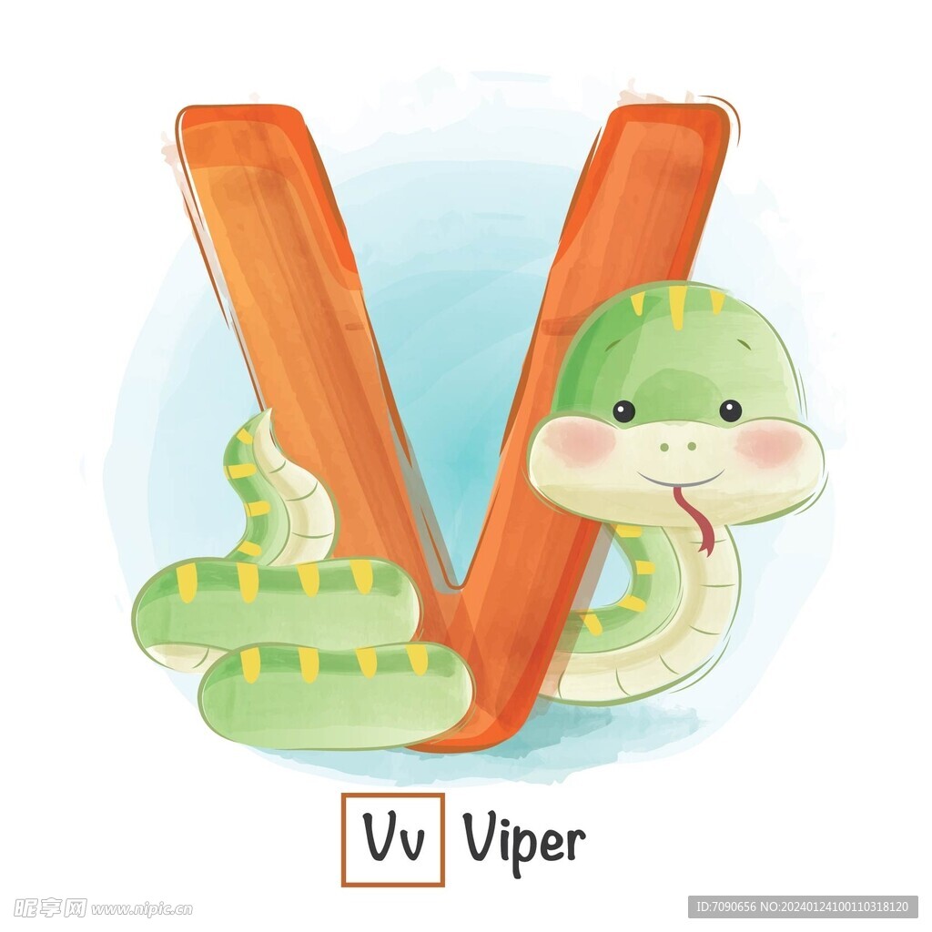 卡通手绘字母V