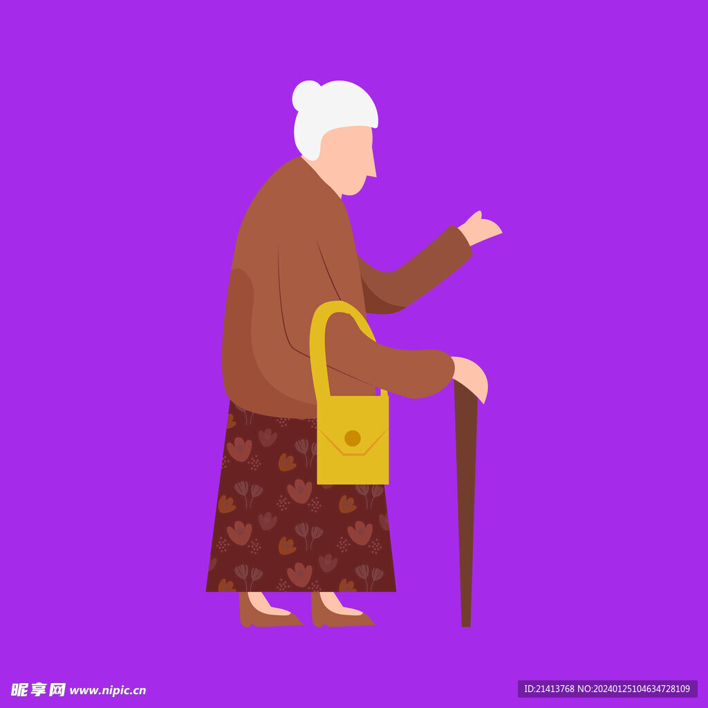 手绘卡通老人