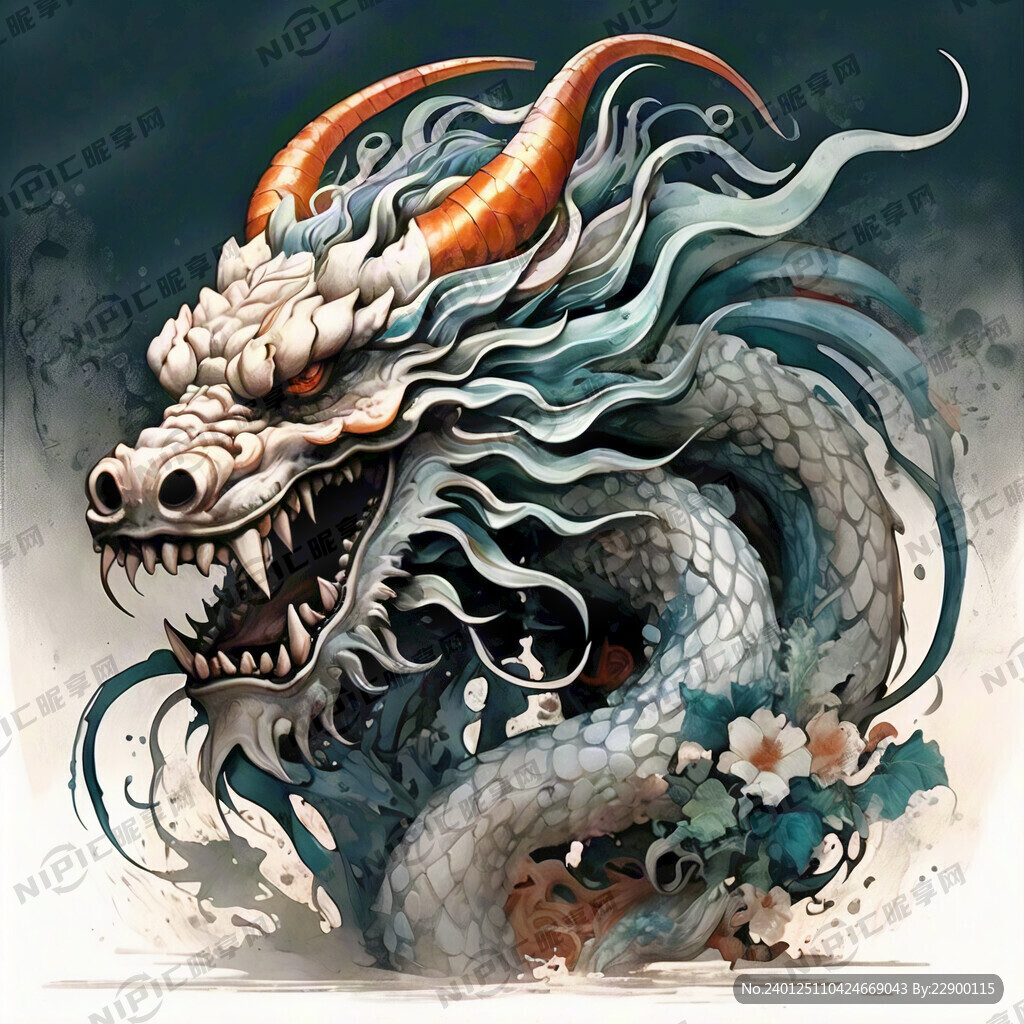 正视图 龙头 中国风 彩绘