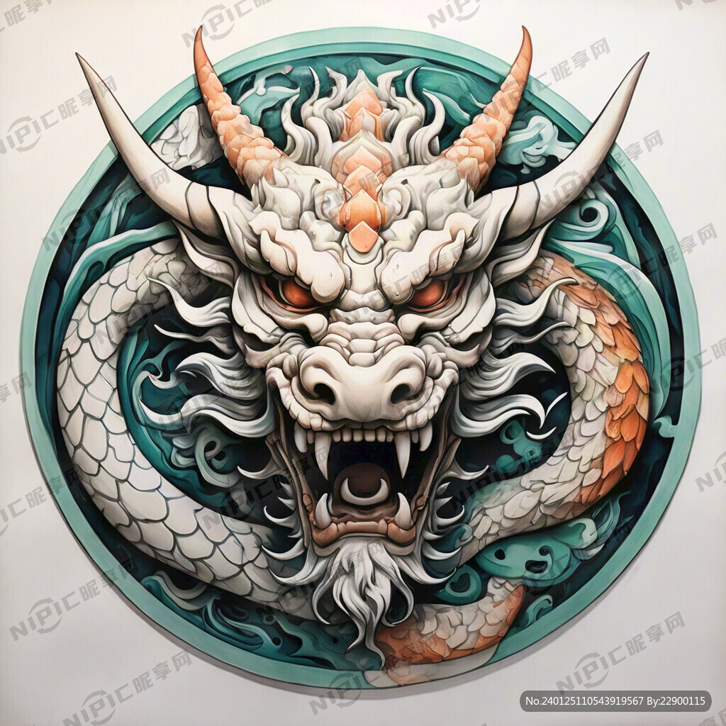 正视图龙头 中国风  色彩鲜艳