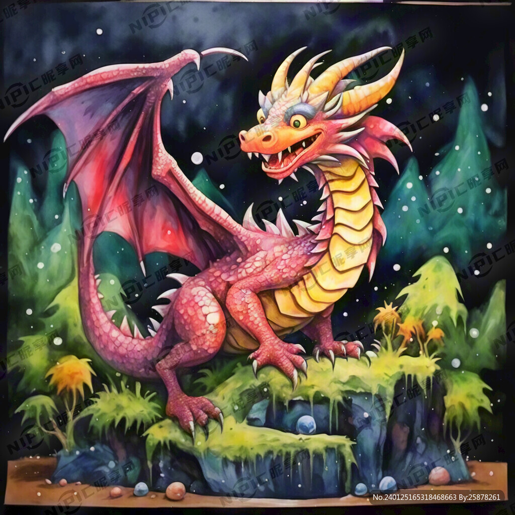 龙的卡通水粉画
