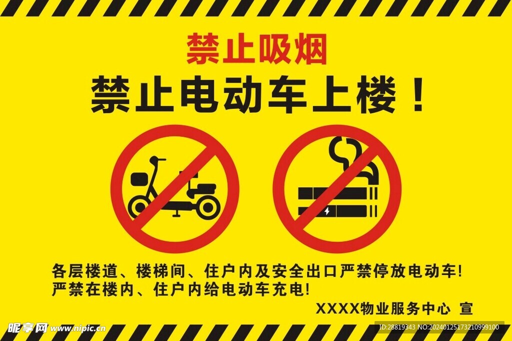 禁止电动车上楼禁止吸烟标牌