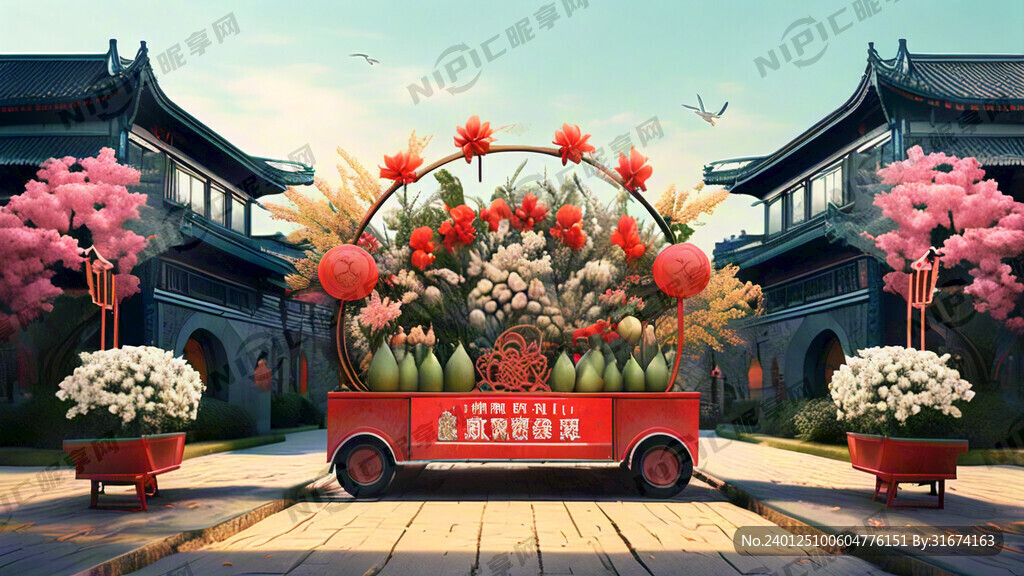 花车 农业 新春 拜年 谷子