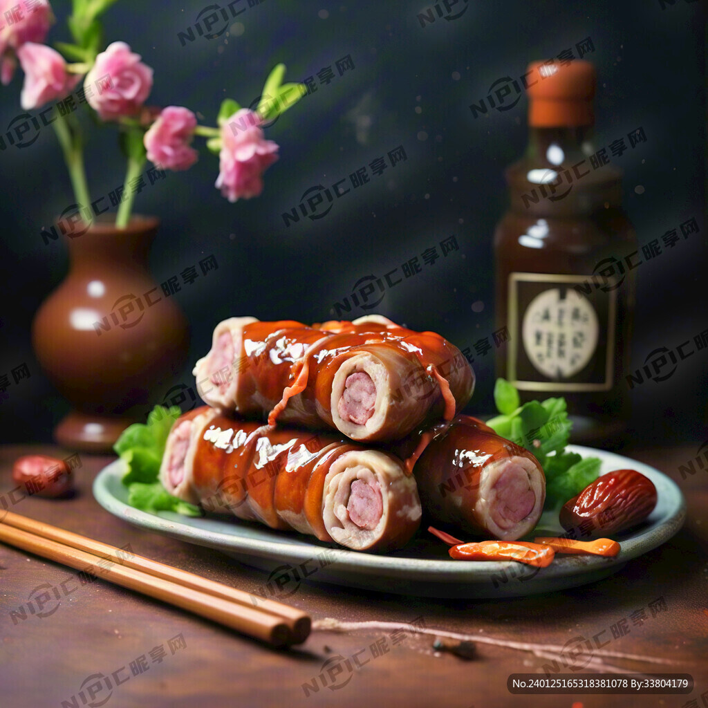肉枣肠 插画 食品