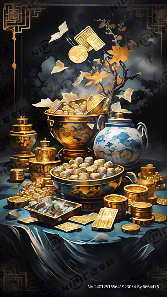 堆满金元宝和金砖