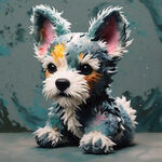 雪纳瑞狗狗融合中国龙的特点，设计成可爱酷酷的毛绒玩具