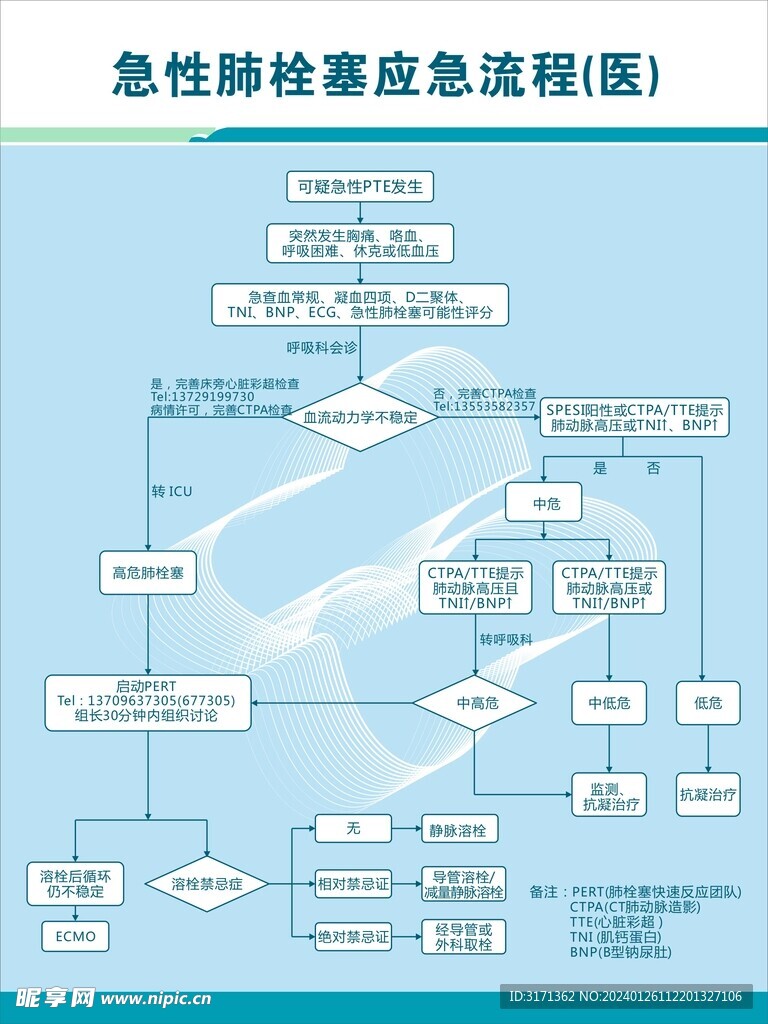 急性肺栓塞急救流程图