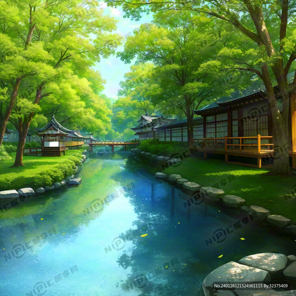 日式建筑风景 新春 无人物