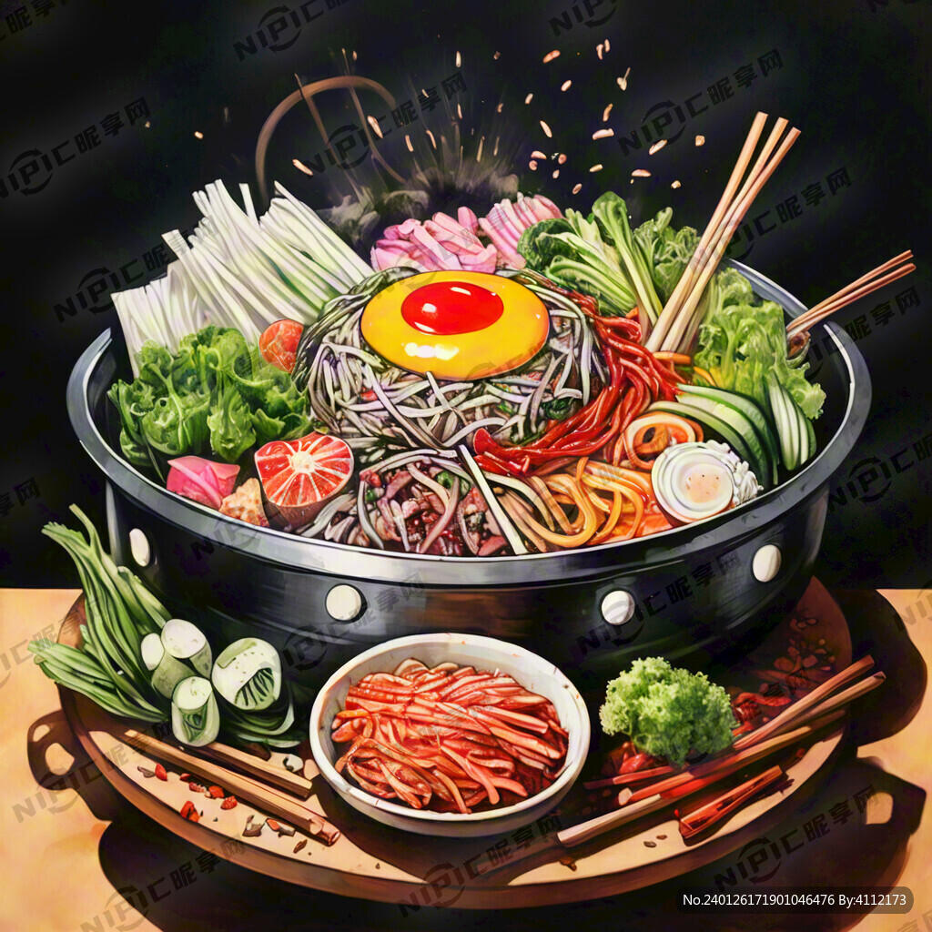 石锅拌饭 手绘