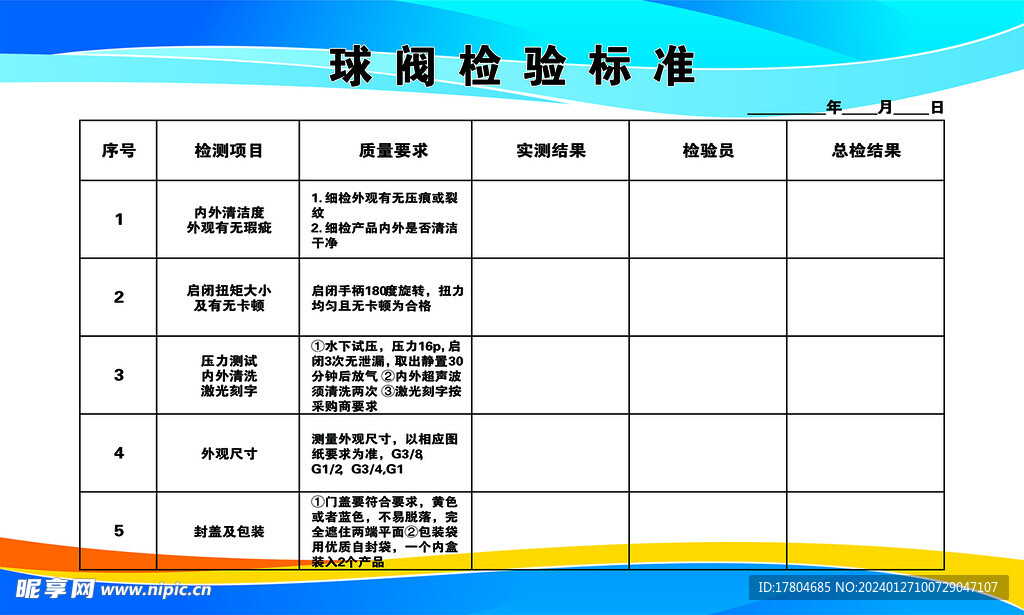 球阀检验标准