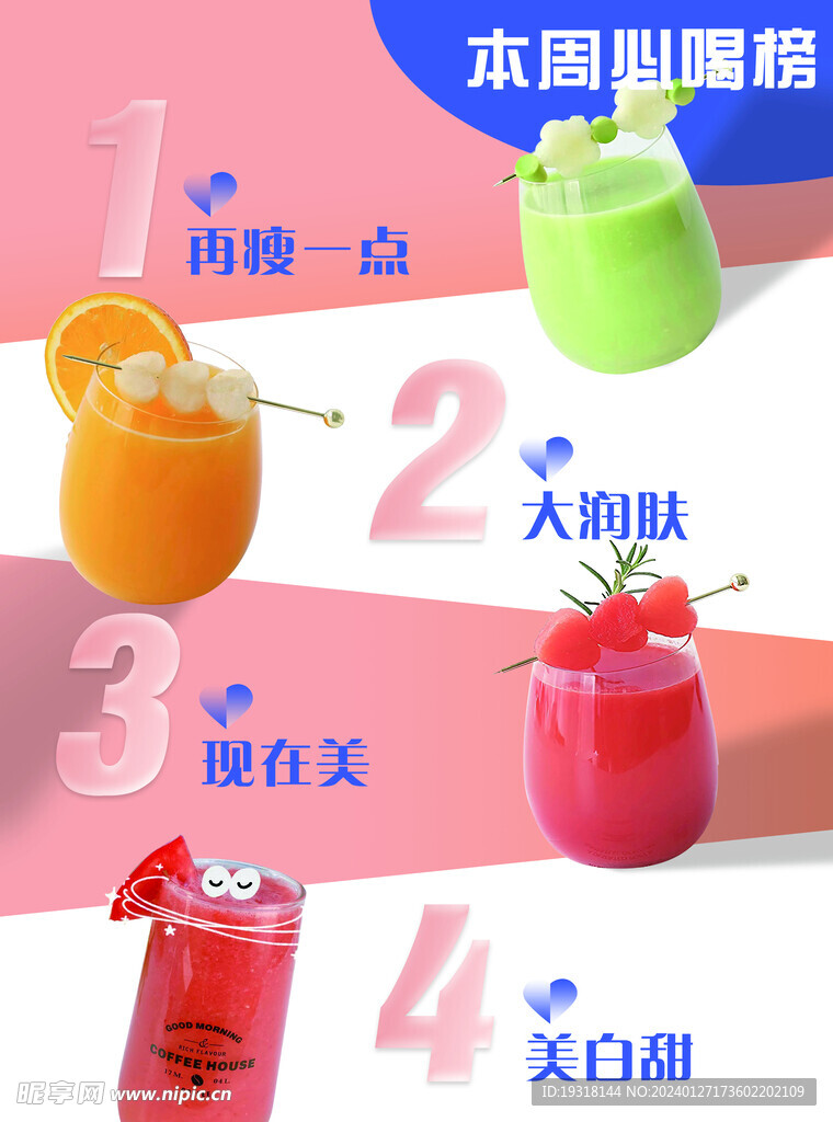 奶茶果汁海报排版