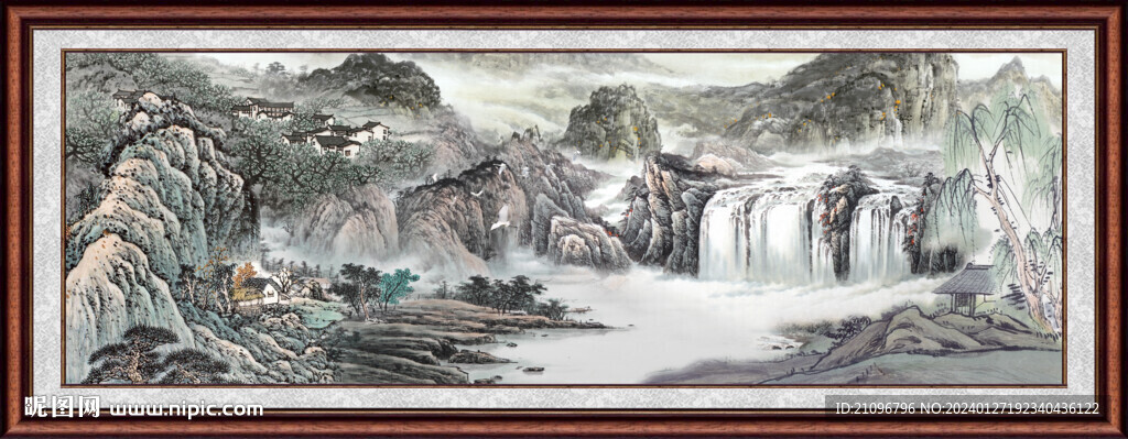 瀑布风景画