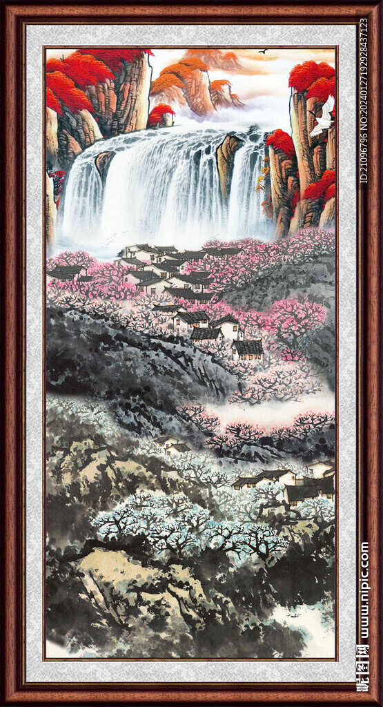 瀑布风景画