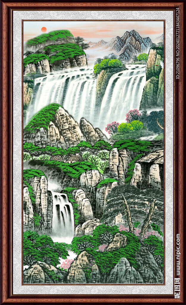 瀑布风景画