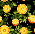 热带花 手绘花 橙子