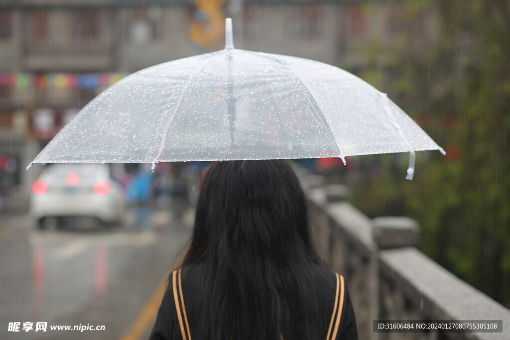 雨中 美女